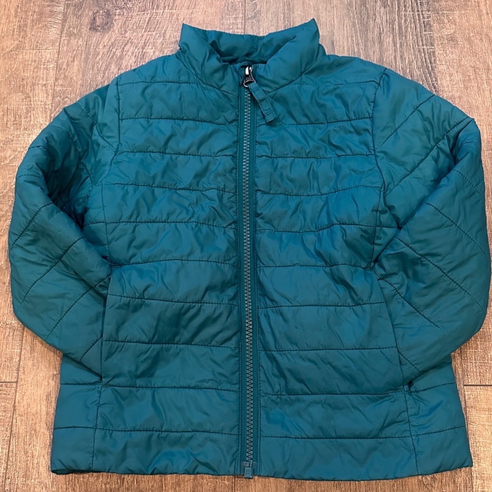 Lands End Kids Teal Green/Blue Quilted Puffer Jacket Full Zip Lightweight 3T - Picture 4 of 5